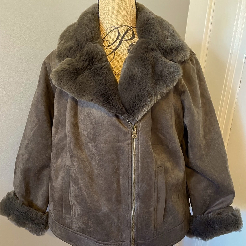 Faux suede coat